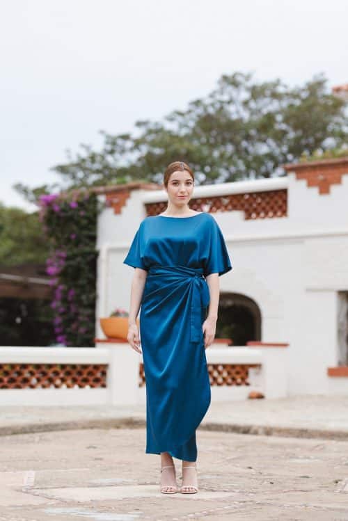 Vestido MARINA Azul satinado