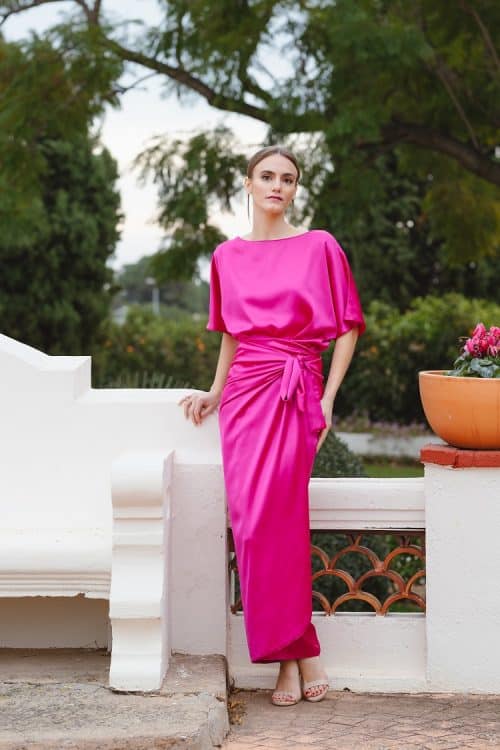 Vestido MARINA Fresa satinado
