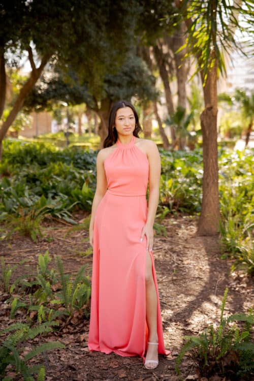 Vestido Halter coral