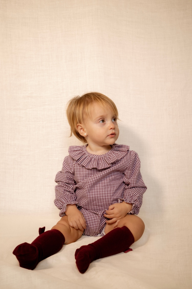 Pelele bebe vichy granate - Imagen 6