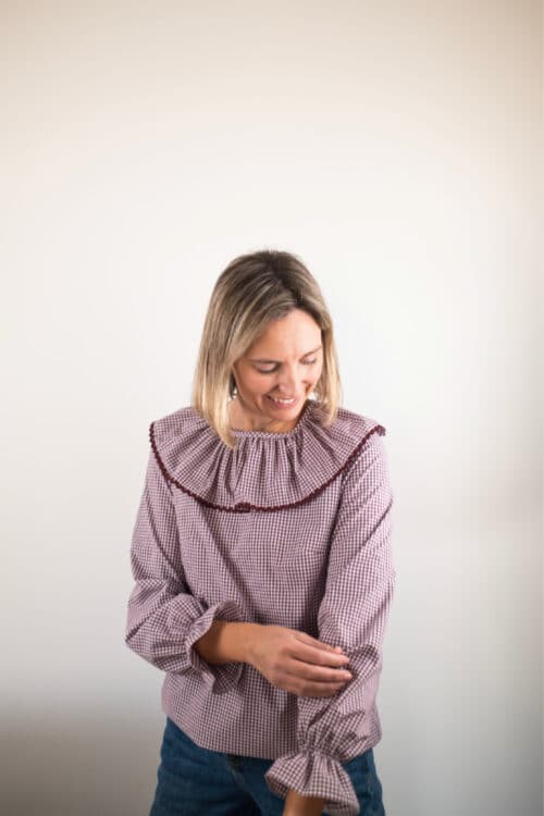 Camisa mujer vichy granate