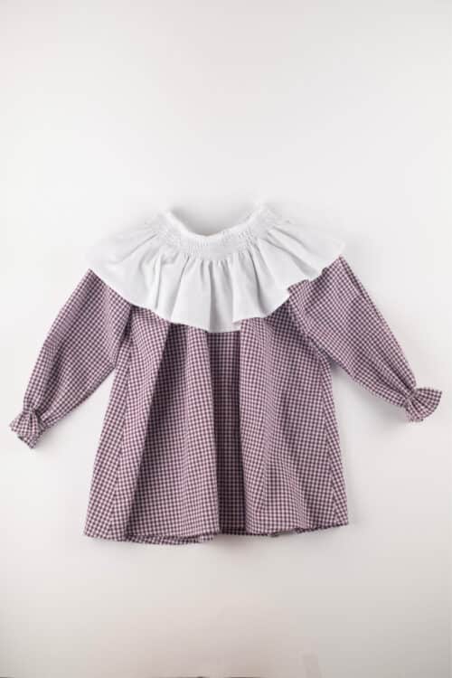 Vestido niña vichy granate