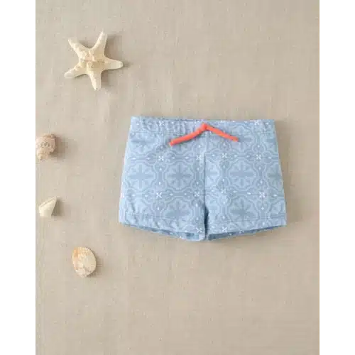 Bañador de bebe lycra con estampado geométrico tipo boxer