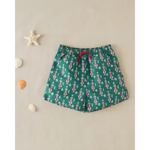 Bañador de niño con estampado geométrico y cintura con cordón