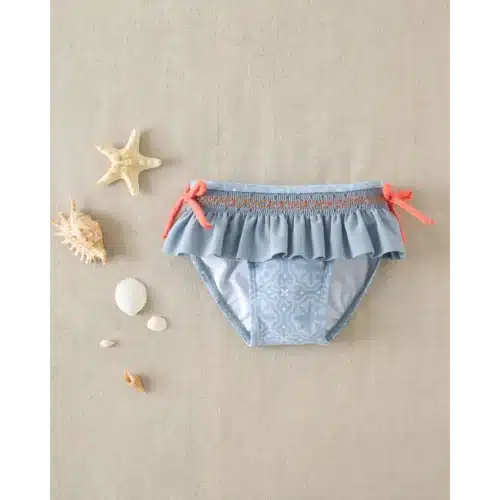 Culetín de bebe con estampado geometrico y detalle de lazos